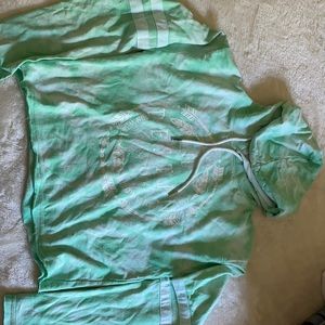 Tie-dye turquoise cropped hoodie